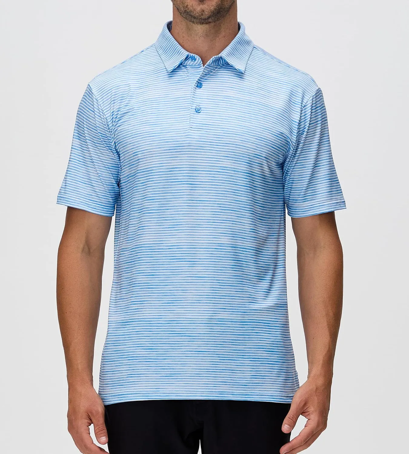 Alex Vando Mens Striped Golf Shirt Moisture Wicking Quick-Dry Sports Polo Shirts