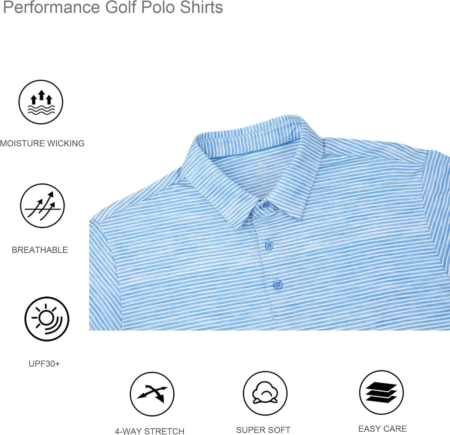 Alex Vando Mens Striped Golf Shirt Moisture Wicking Quick-Dry Sports Polo Shirts