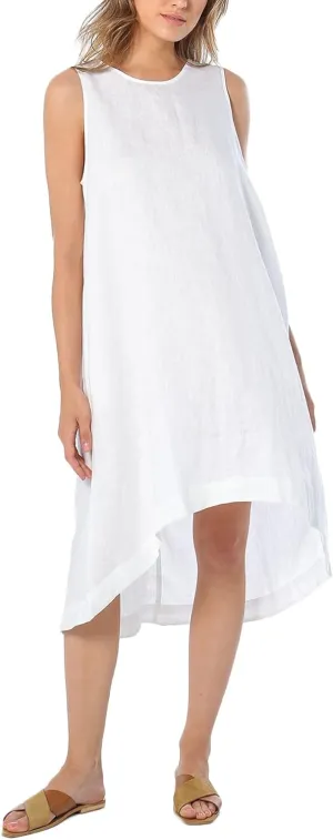 Amazhiyu Women’s 100% Linen High Low Midi Dress with Pockets for Summer Casual Flowy Dresses