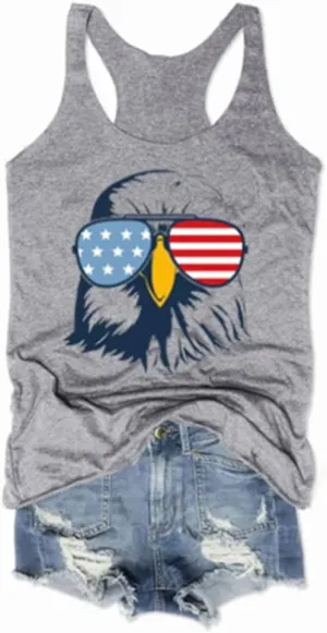American Flag Tank Tops for Women 4th of July Air Force Flyover Flag Tank Shirts with Eagle Patriotic USA Flag Vest Shirt