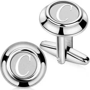 AMITER 26 Letters Tie Clip and Cufflinks for Men, Initial Tie Bar & Cuff Links Set Necktie Clip for Business, Wedding, Anniversary