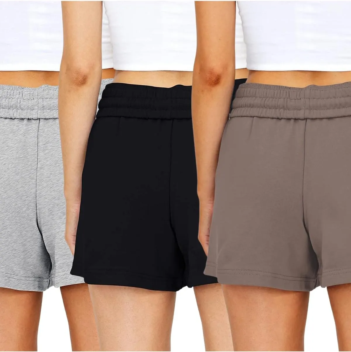 AUTOMET Womens Sweat Shorts Casual Summer Drawstring Comfy Elastic High Waist Running Clothes with Pockets