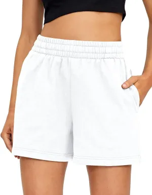 AUTOMET Womens Sweat Shorts Casual Summer Drawstring Comfy Elastic High Waist Running Clothes with Pockets