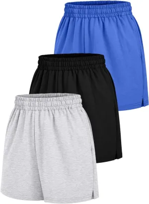 AUTOMET Womens Sweat Shorts Casual Summer Drawstring Comfy Elastic High Waist Running Clothes with Pockets