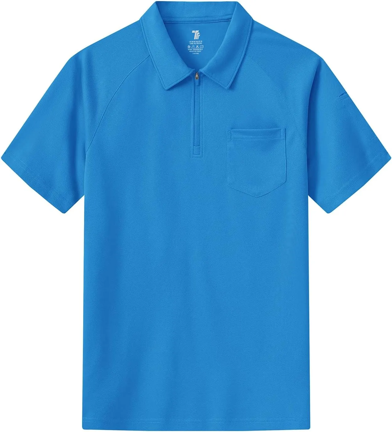 BASUDAM Men's Zippered Polo Shirts with Pocket Quick Dry Short Sleeve Active Performance