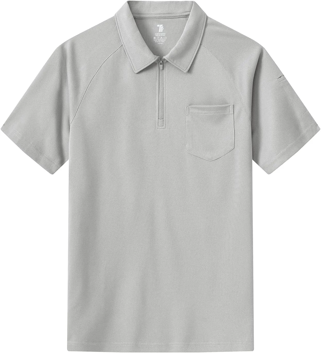 BASUDAM Men's Zippered Polo Shirts with Pocket Quick Dry Short Sleeve Active Performance