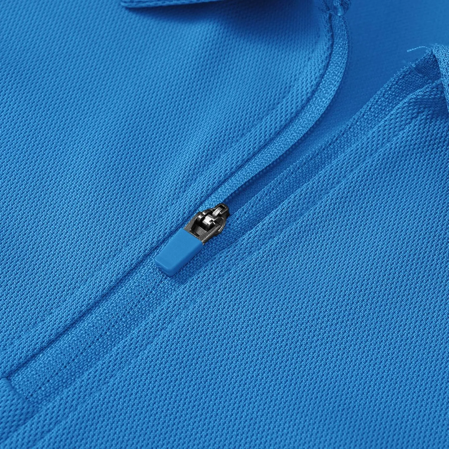 BASUDAM Men's Zippered Polo Shirts with Pocket Quick Dry Short Sleeve Active Performance