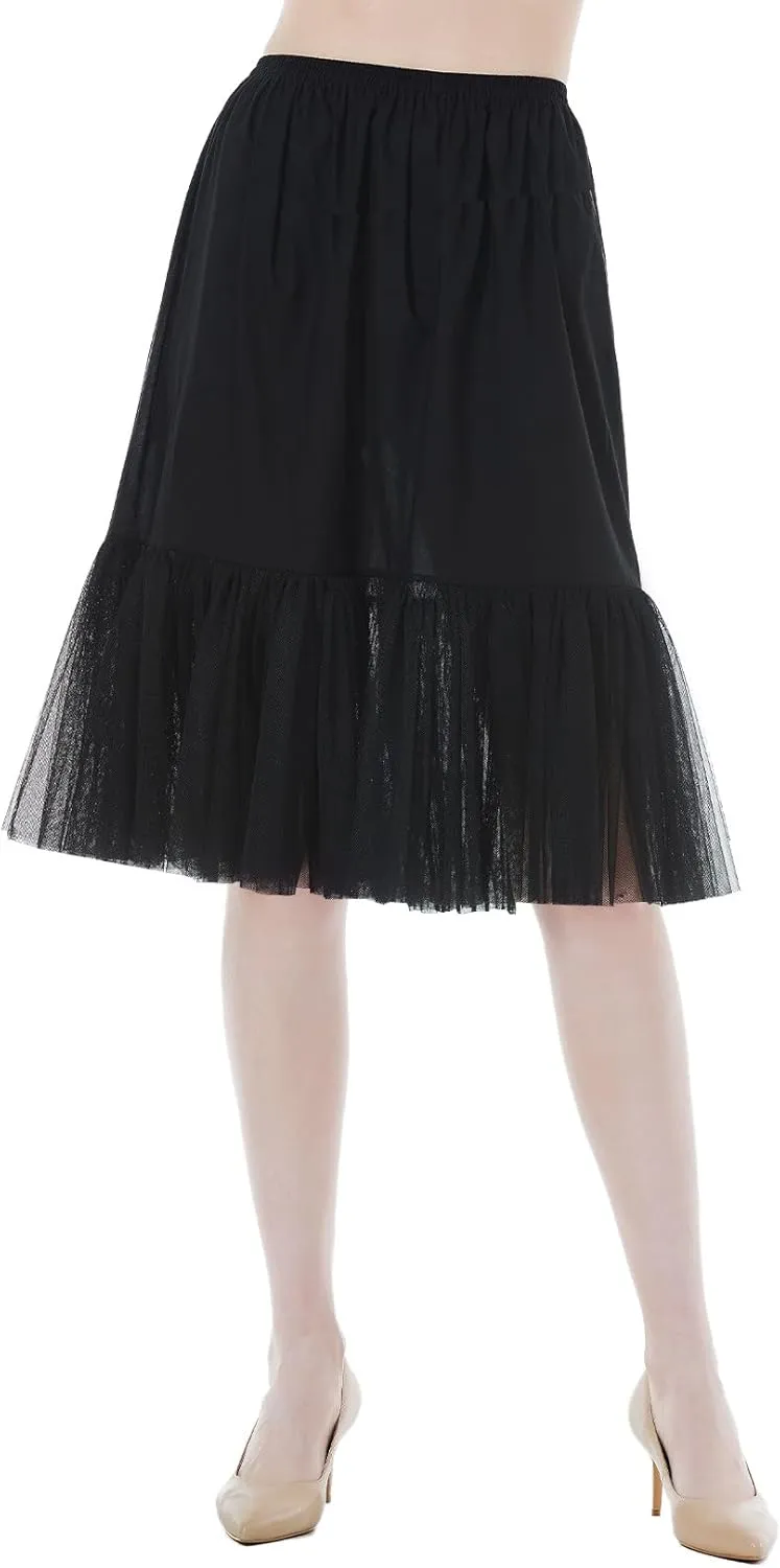 BEAUTELICATE 100% Cotton Half Slip Lightweight Skirt Extender Underskirt for Women Lace Hem