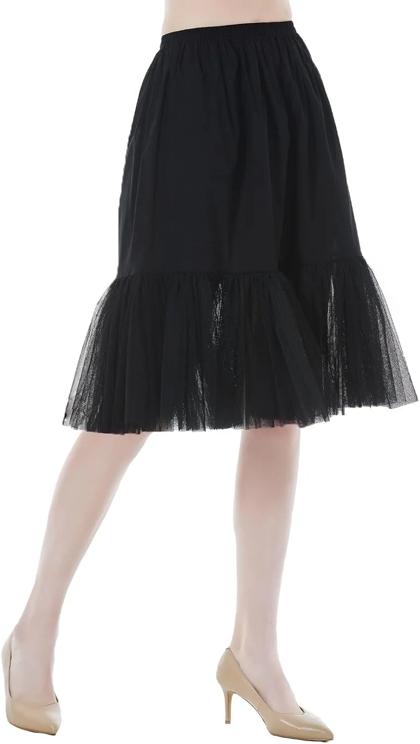 BEAUTELICATE 100% Cotton Half Slip Lightweight Skirt Extender Underskirt for Women Lace Hem