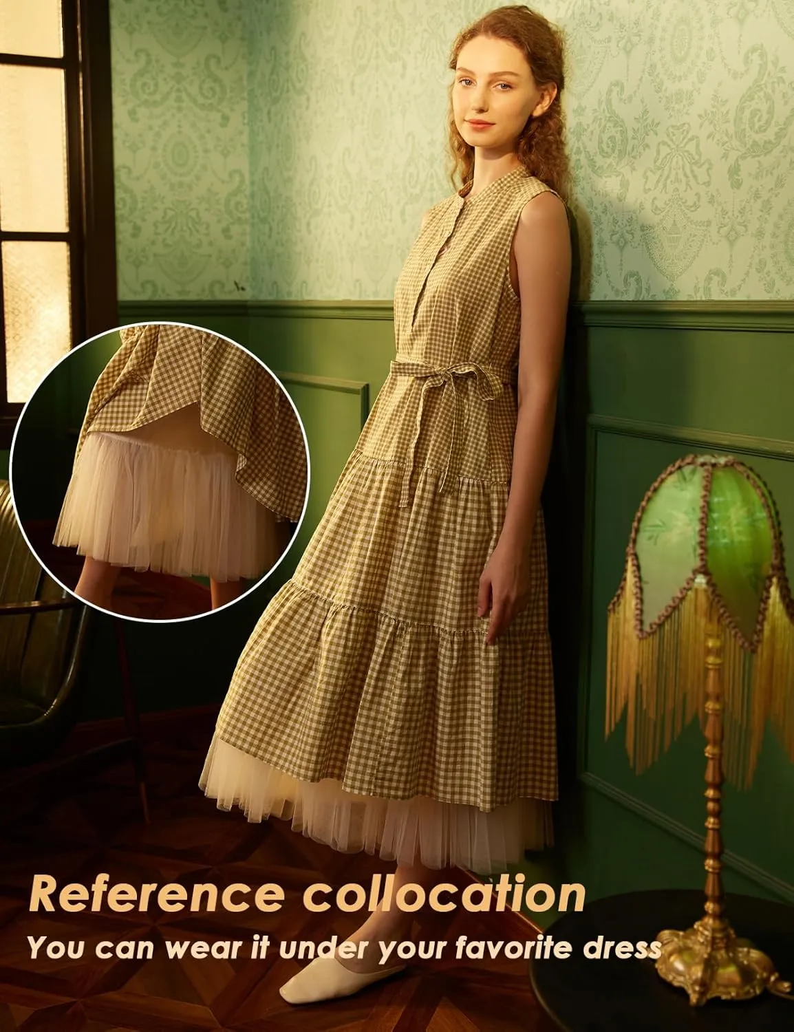 BEAUTELICATE 100% Cotton Half Slip Lightweight Skirt Extender Underskirt for Women Lace Hem