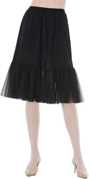 BEAUTELICATE 100% Cotton Half Slip Lightweight Skirt Extender Underskirt for Women Lace Hem