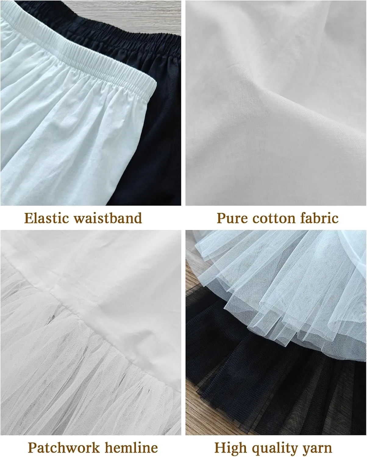 BEAUTELICATE 100% Cotton Half Slip Lightweight Skirt Extender Underskirt for Women Lace Hem