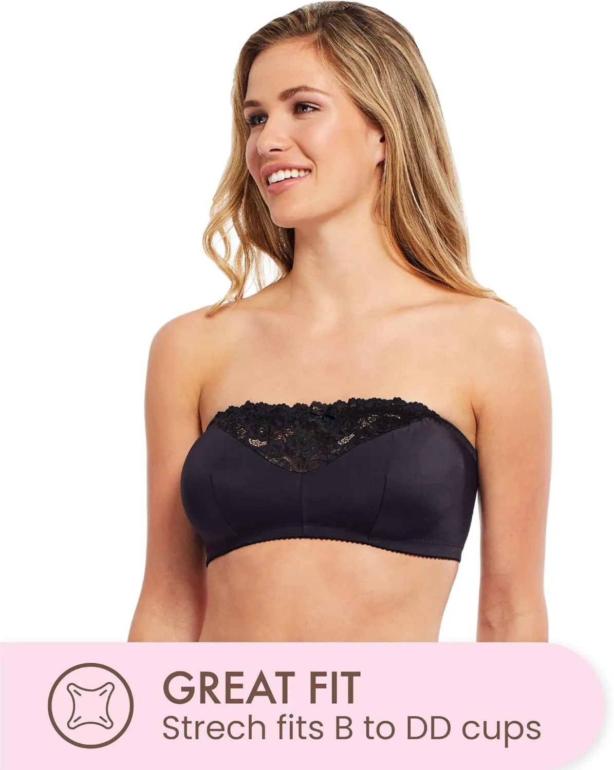 Carole Martin Strapless Bras for Women, Wireless Womens Bandeau Bra from Small to Plus Size