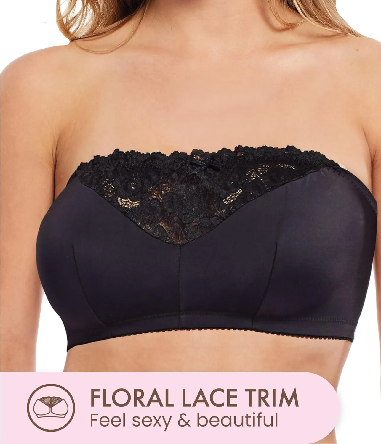 Carole Martin Strapless Bras for Women, Wireless Womens Bandeau Bra from Small to Plus Size