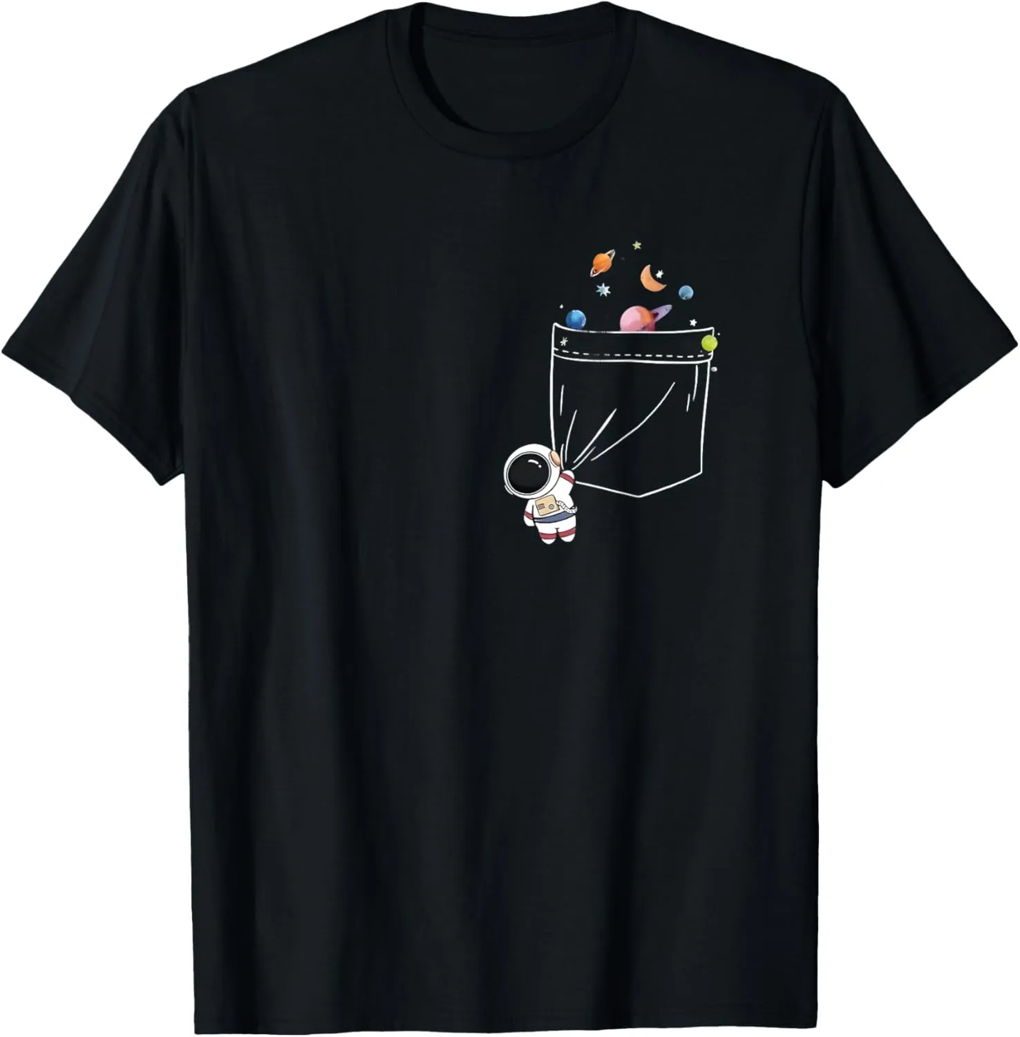Cartoon Astronaut Pocket Galaxy Astronaut Galaxy Spaceman T-Shirt