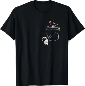 Cartoon Astronaut Pocket Galaxy Astronaut Galaxy Spaceman T-Shirt