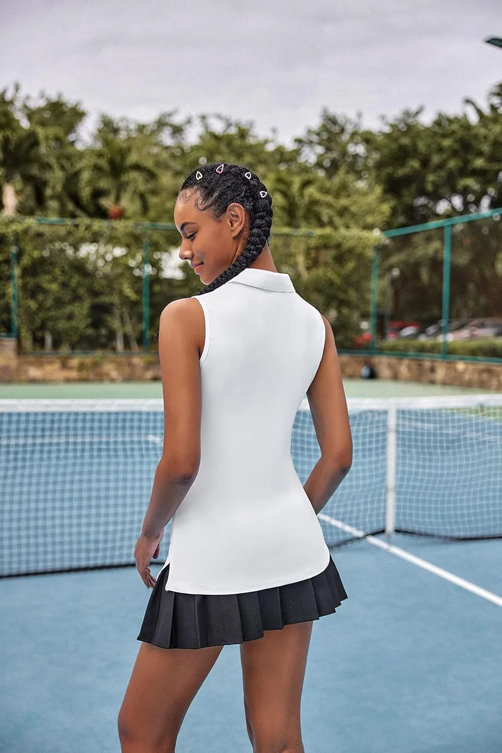COOrun Women's Golf Polo Shirt Sleeveless Tennis Tops 50  UV Protection Shirts Quick Dry Collared Activewear