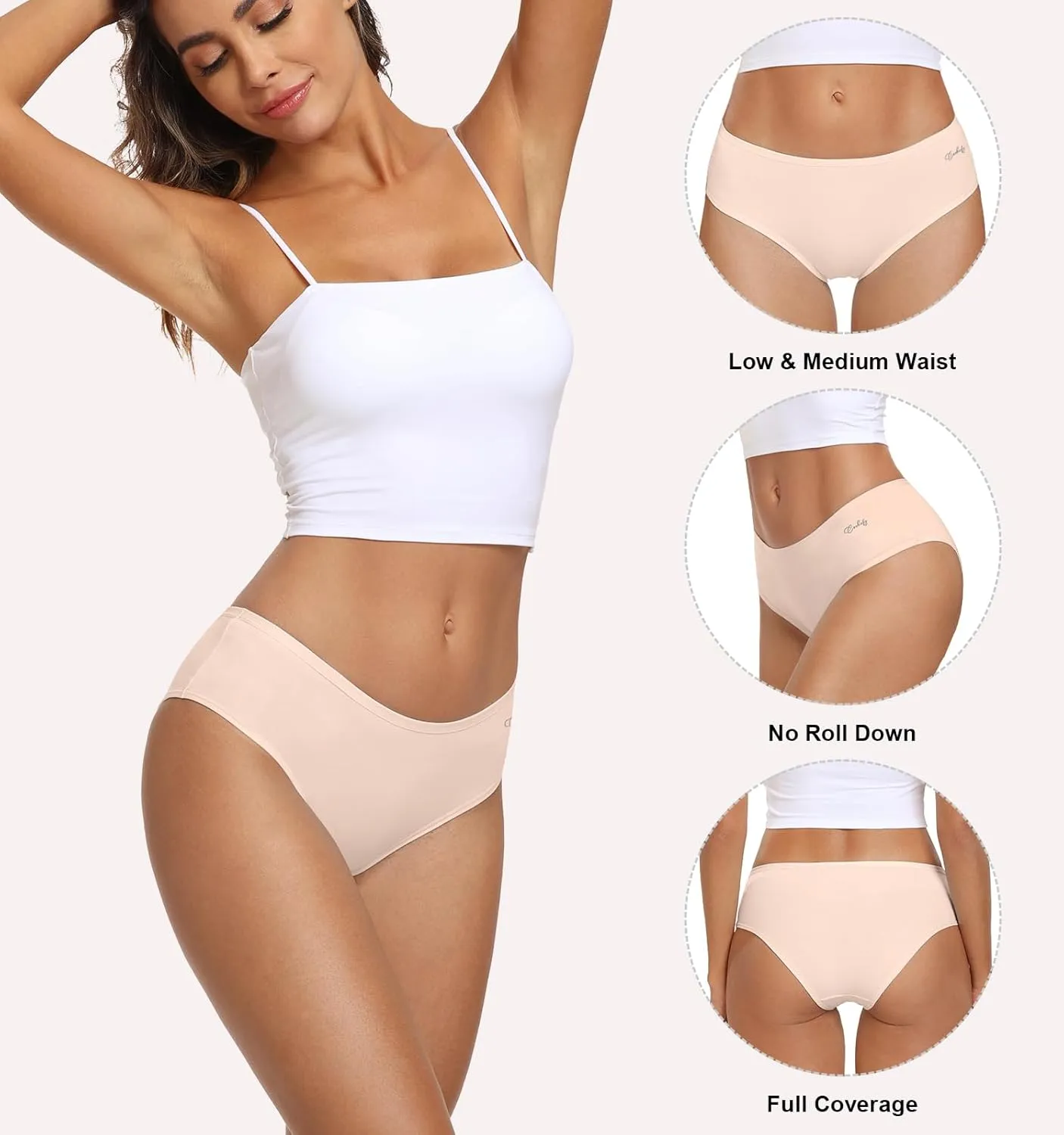 coskefy Women's Underwear Cotton Hipster Panties Low Rise Briefs Soft Strench Breathable Ladies Bikini Underwear 6 Pack