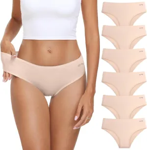 coskefy Women's Underwear Cotton Hipster Panties Low Rise Briefs Soft Strench Breathable Ladies Bikini Underwear 6 Pack