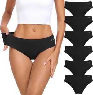 coskefy Women's Underwear Cotton Hipster Panties Low Rise Briefs Soft Strench Breathable Ladies Bikini Underwear 6 Pack