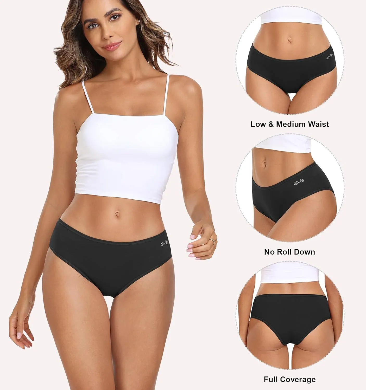 coskefy Women's Underwear Cotton Hipster Panties Low Rise Briefs Soft Strench Breathable Ladies Bikini Underwear 6 Pack