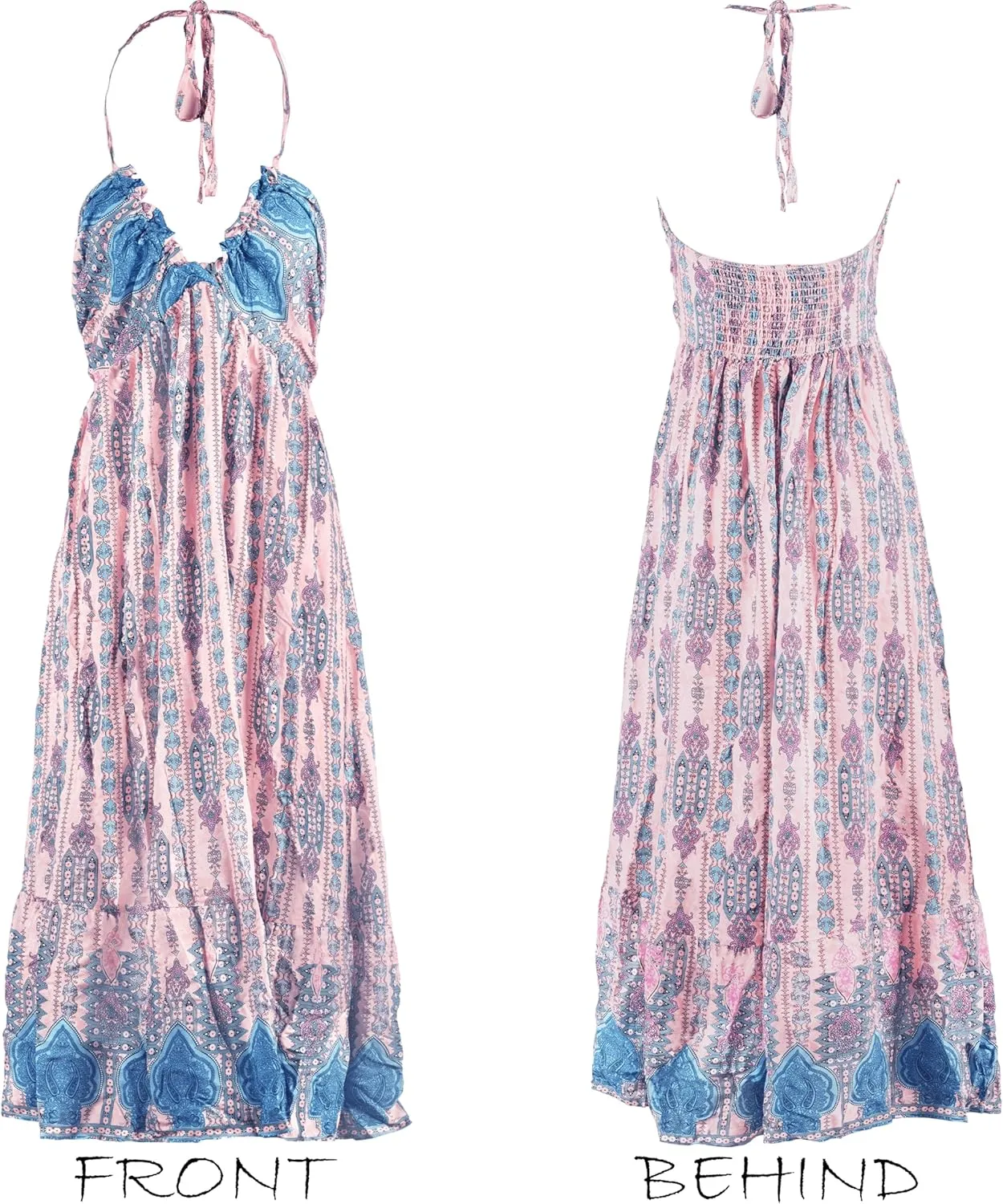 CUPSHE Women Backless Floral Summer Dress Plunging V Halter Neck Spaghetti Strap Ruffle Casual Beach Holiday Maxi Dress
