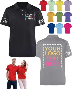 Custom Polo Shirts for Men Design Your Own Personalized Logo Text Golf Shirt Short Sleeve Customized