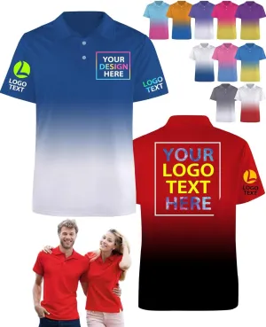 Custom Polo Shirts for Men Design Your Own Personalized Logo Text Golf Shirt Short Sleeve Customized