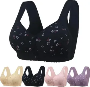 Daisy Bras for Women No Underwire Front Closure Comfort Senior Wireless Snap Closing Bra
