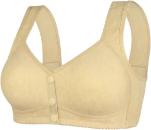 Daisy Bras for Women No Underwire Front Closure Comfort Senior Wireless Snap Closing Bra