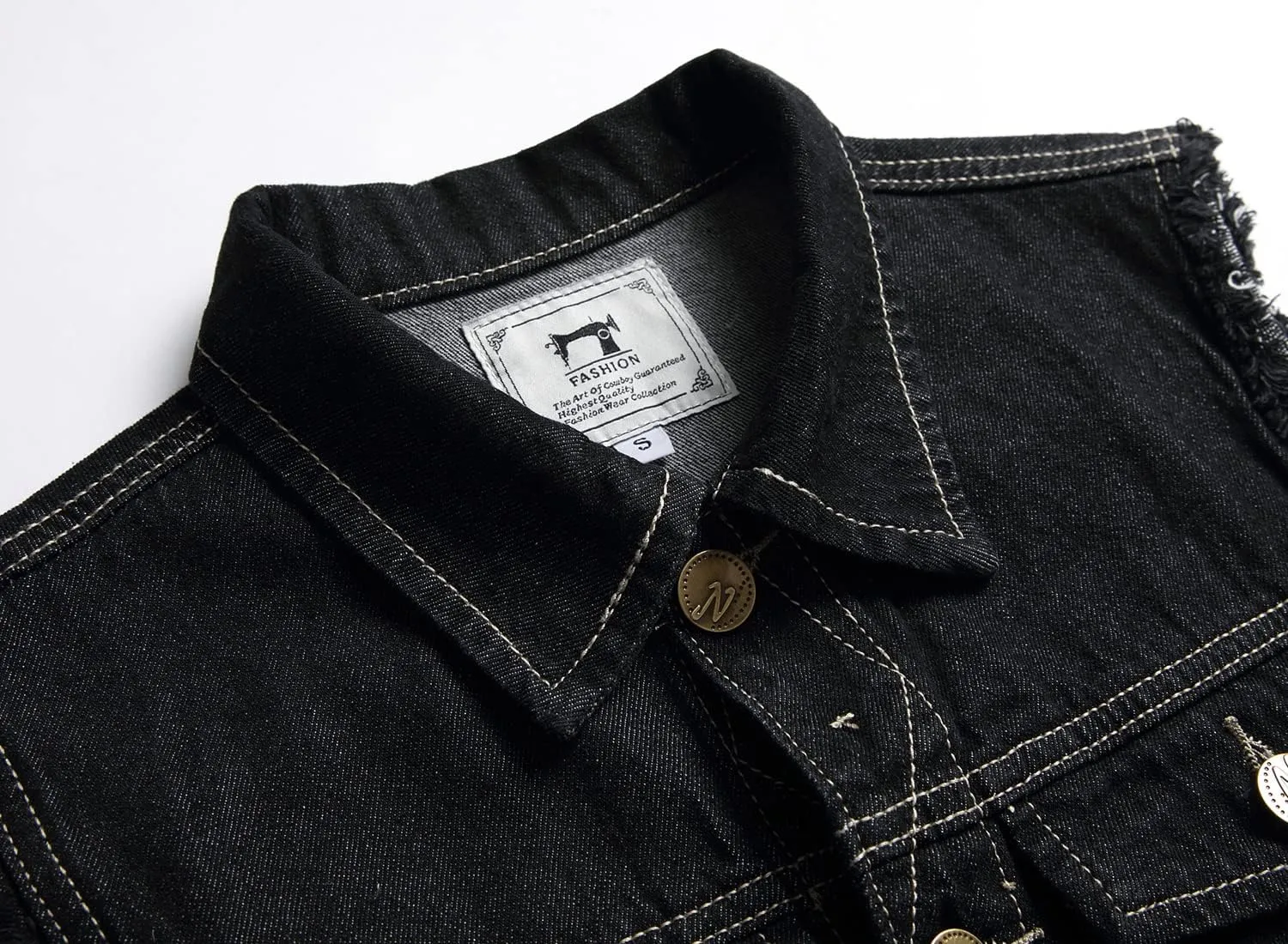 Denim Vest Men Lapel Sleeveless Slim Fit Retro Ripped Casual Jean Vest for Men's