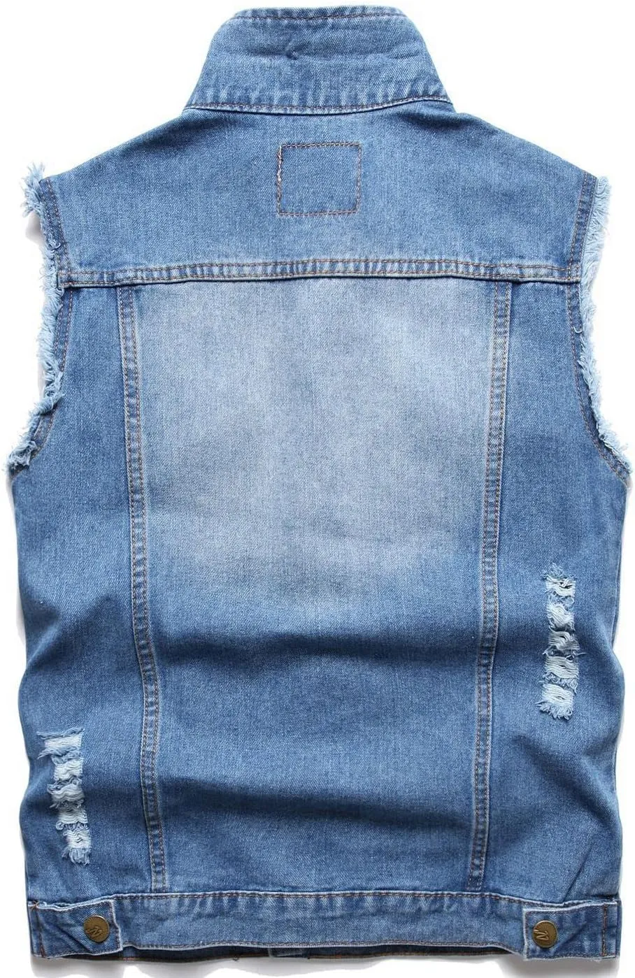 Denim Vest Men Lapel Sleeveless Slim Fit Retro Ripped Casual Jean Vest for Men's