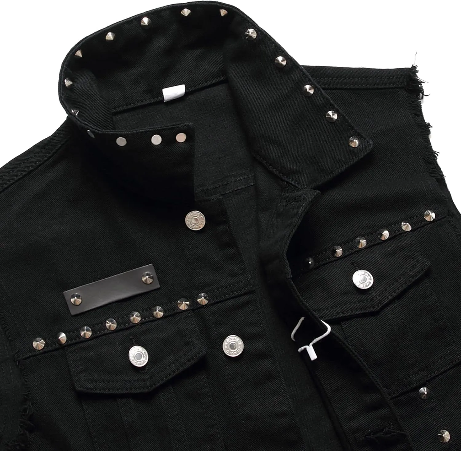 Denim Vest Men Lapel Sleeveless Slim Fit Retro Ripped Casual Jean Vest for Men's