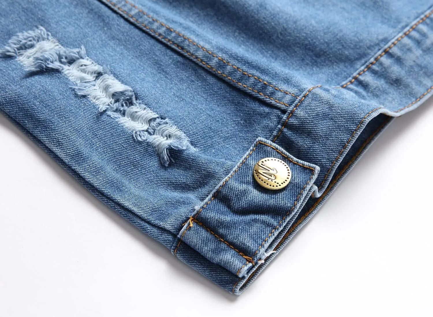 Denim Vest Men Lapel Sleeveless Slim Fit Retro Ripped Casual Jean Vest for Men's