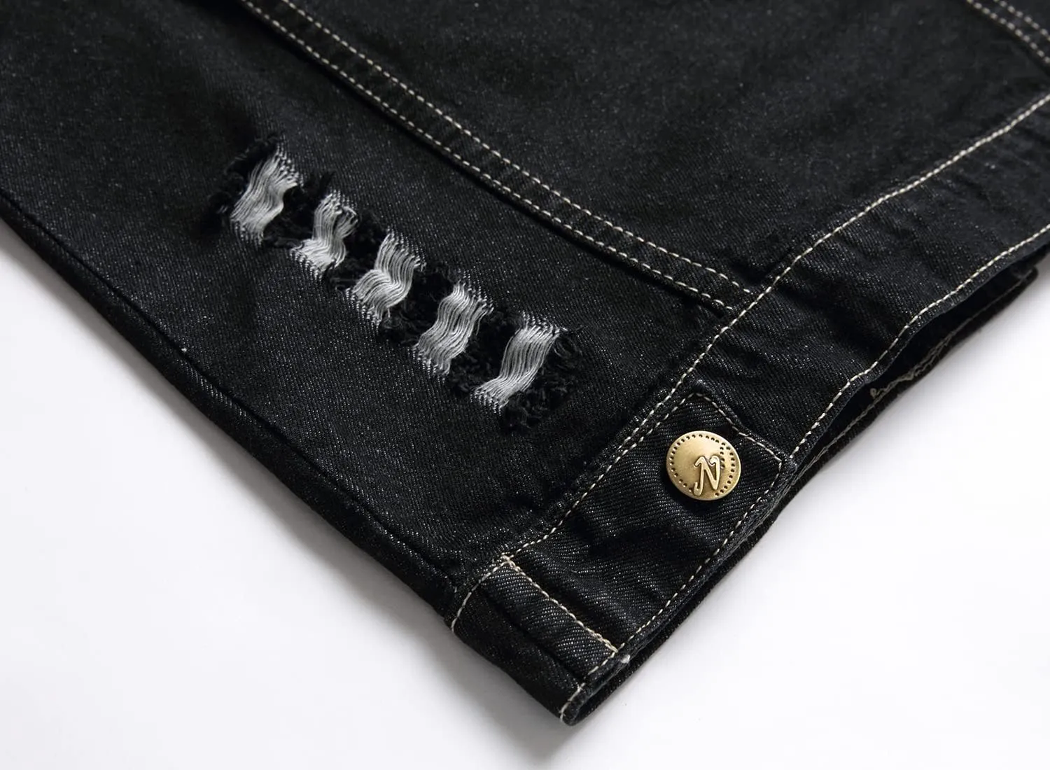 Denim Vest Men Lapel Sleeveless Slim Fit Retro Ripped Casual Jean Vest for Men's