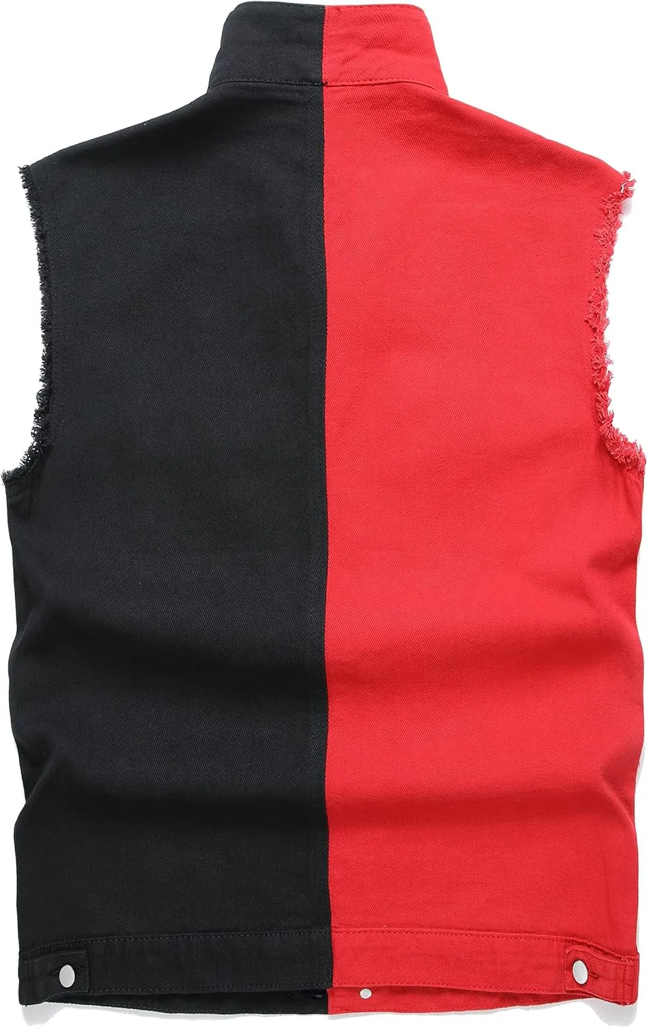 Denim Vest Men Lapel Sleeveless Slim Fit Retro Ripped Casual Jean Vest for Men's