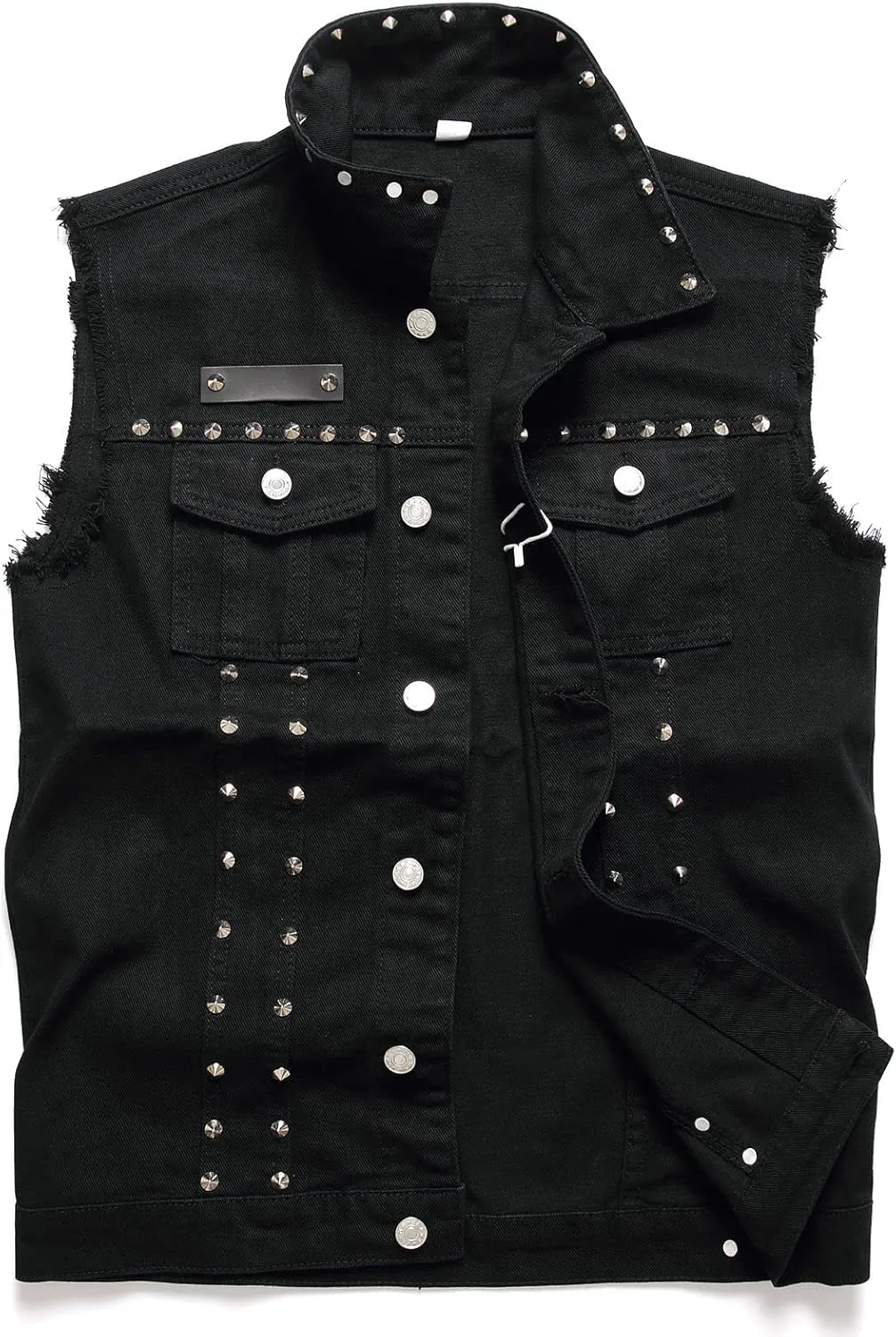 Denim Vest Men Lapel Sleeveless Slim Fit Retro Ripped Casual Jean Vest for Men's