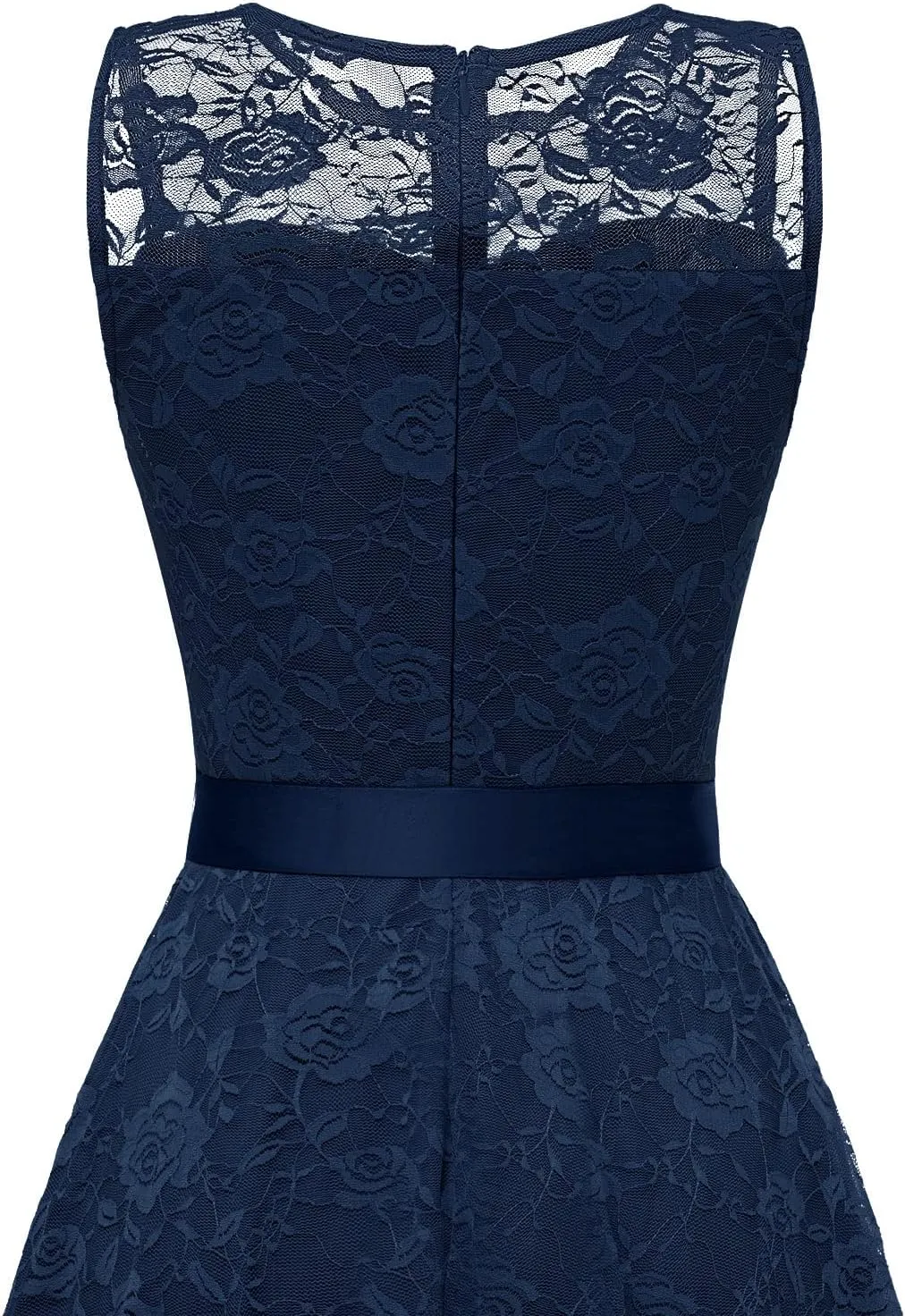 Dressystar Women's Floral Lace Dress Short Bridesmaid Dresses with Sheer Neckline