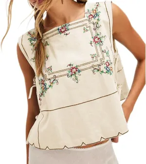 Embroidery Flower Tank Tops for Women Y2K Sleeveless Square Neck Tie Up Cropped Vest Summer Chic Going Out Blouse