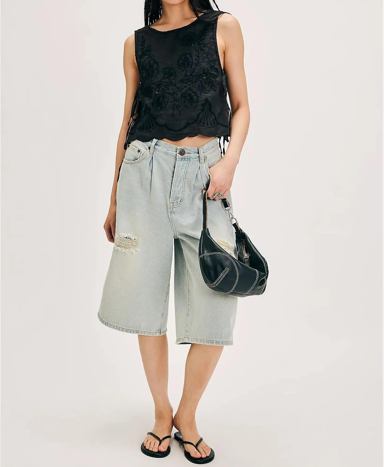 Embroidery Flower Tank Tops for Women Y2K Sleeveless Square Neck Tie Up Cropped Vest Summer Chic Going Out Blouse