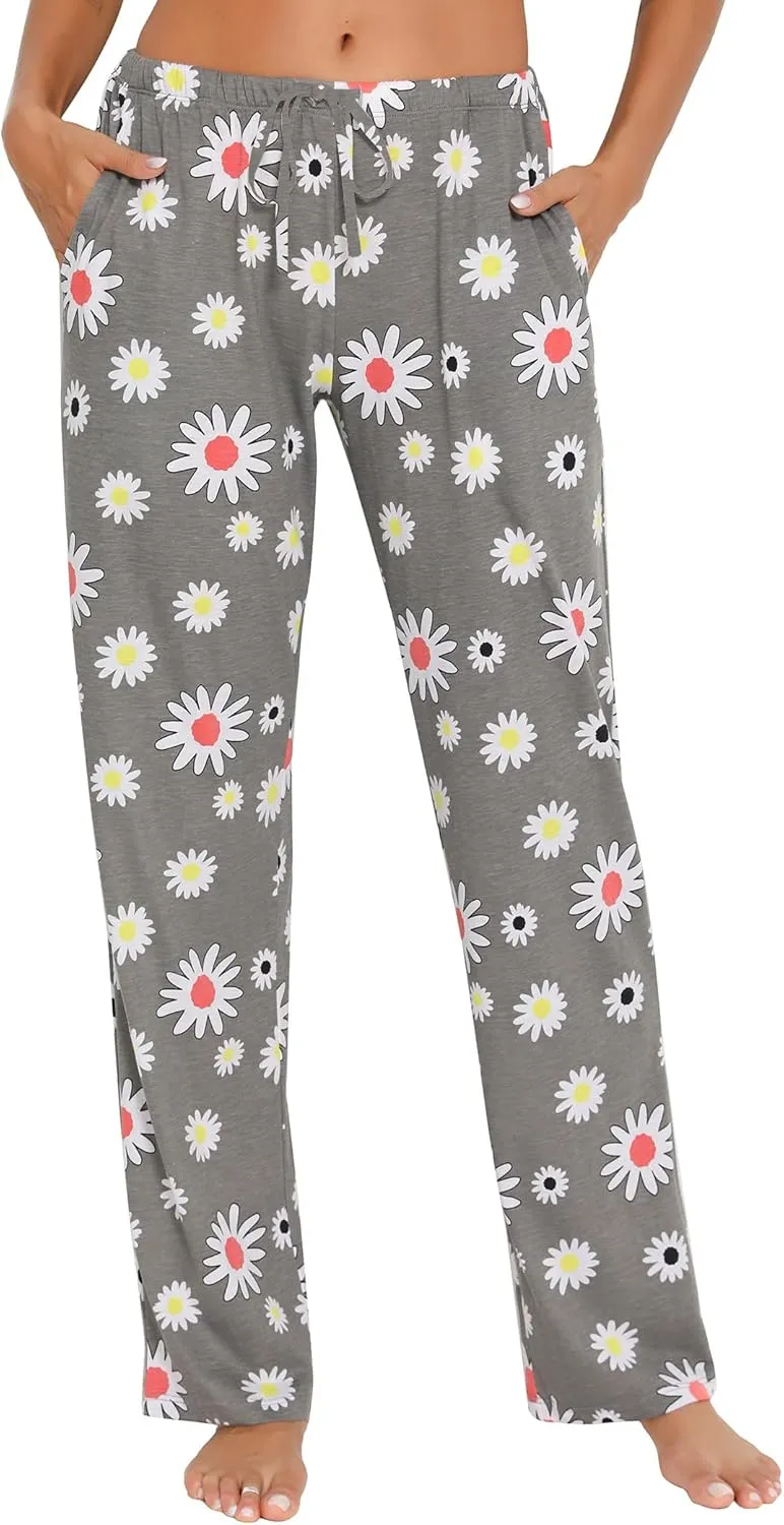 ENJOYNIGHT Women Cotton Lounge Pants Comfy Pajama Bottoms With Pockets&Drawstring