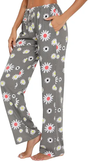 ENJOYNIGHT Women Cotton Lounge Pants Comfy Pajama Bottoms With Pockets&Drawstring