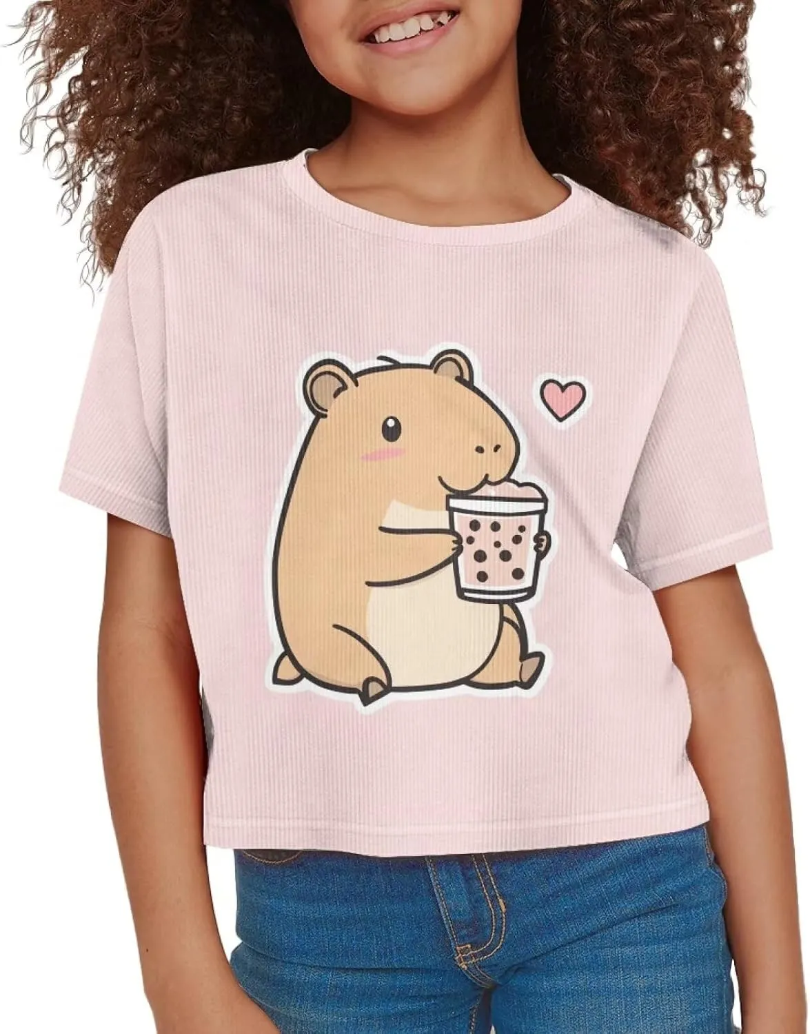 Girls Fashion Crewneck Tee Shirts Casual Short Sleeve Crop Top Summer Outfits 5-14 Years Old