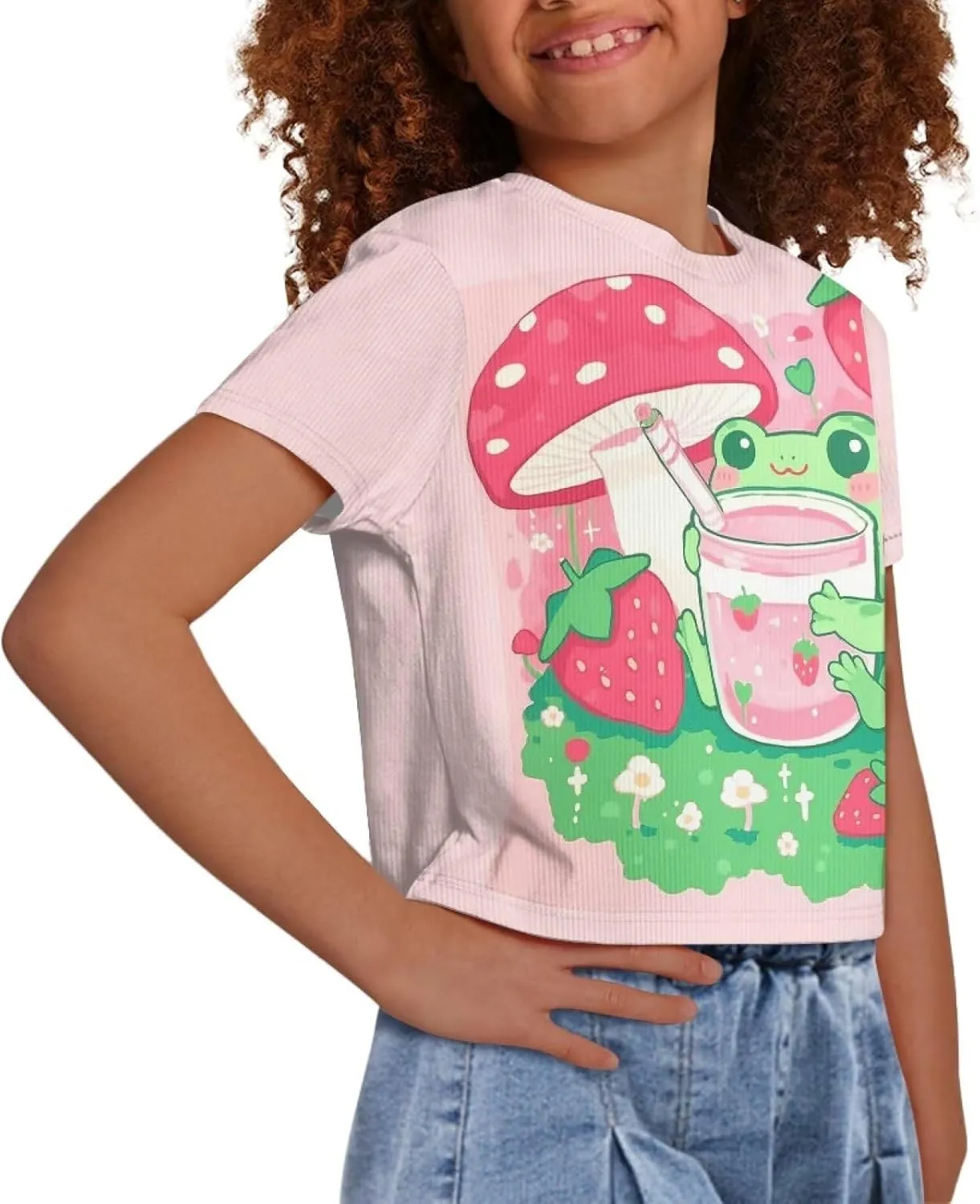 Girls Fashion Crewneck Tee Shirts Casual Short Sleeve Crop Top Summer Outfits 5-14 Years Old