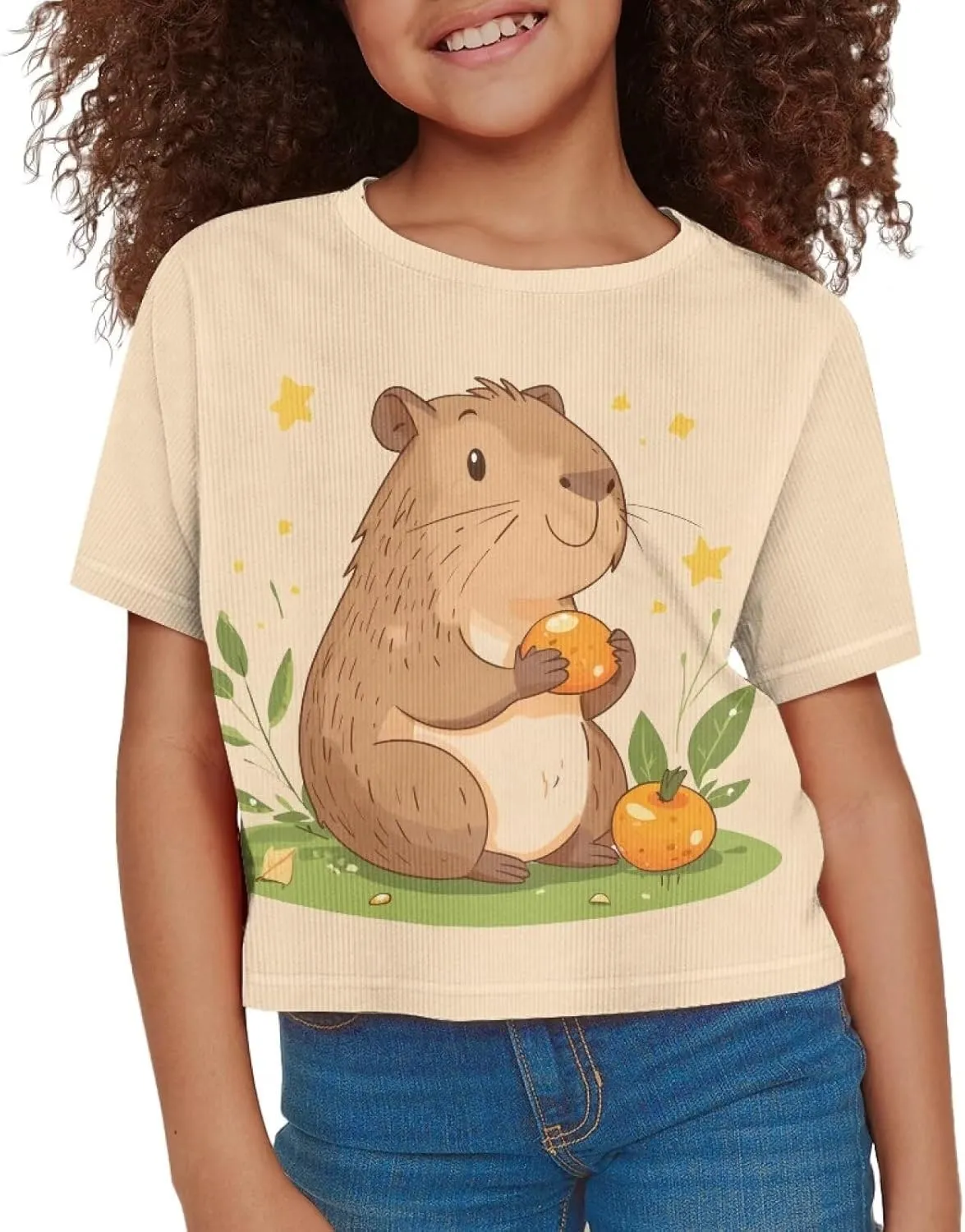 Girls Fashion Crewneck Tee Shirts Casual Short Sleeve Crop Top Summer Outfits 5-14 Years Old