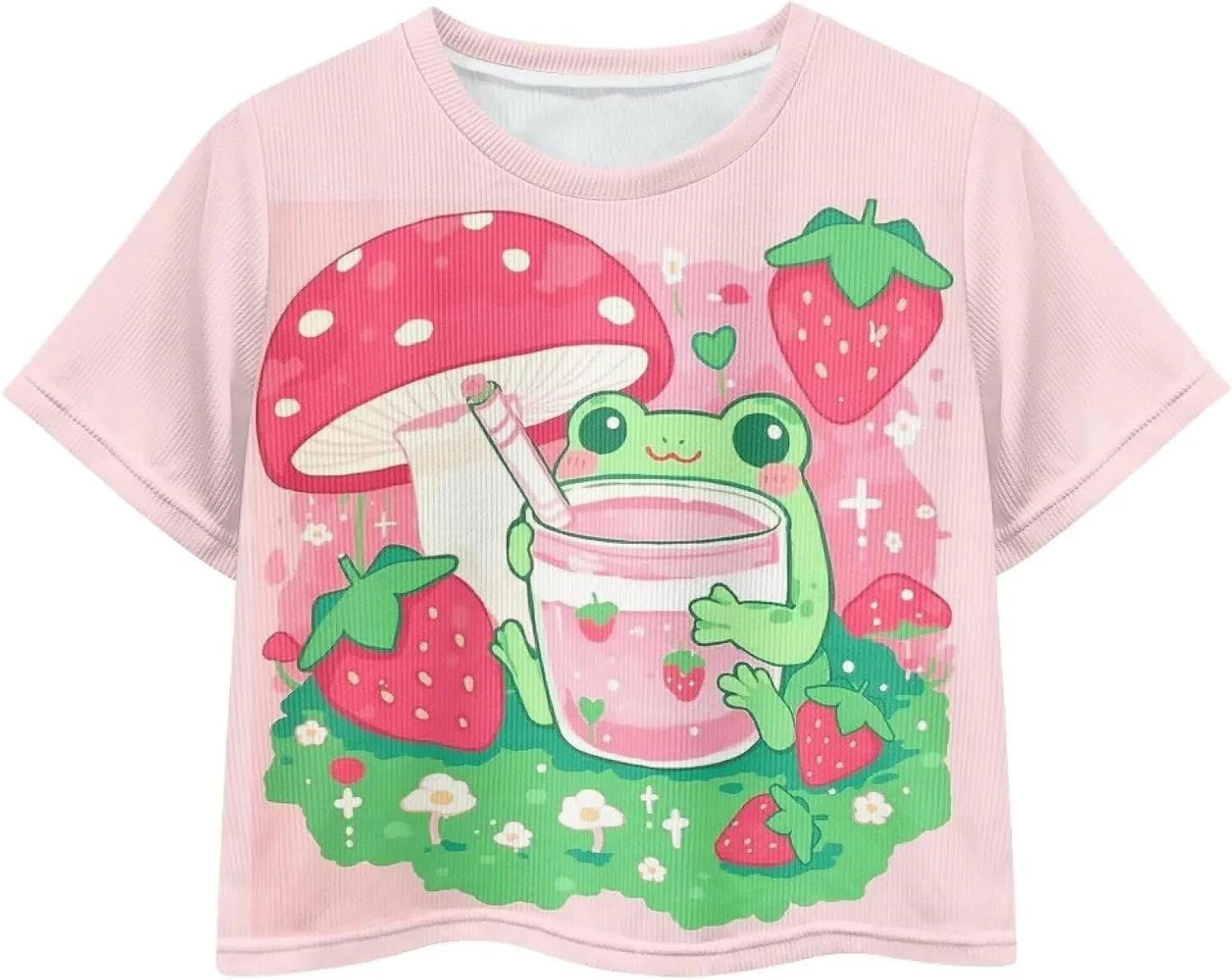 Girls Fashion Crewneck Tee Shirts Casual Short Sleeve Crop Top Summer Outfits 5-14 Years Old