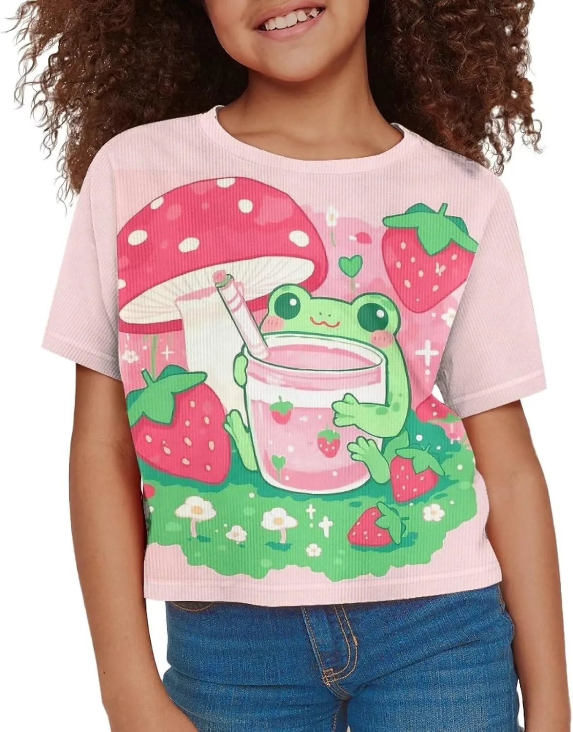 Girls Fashion Crewneck Tee Shirts Casual Short Sleeve Crop Top Summer Outfits 5-14 Years Old