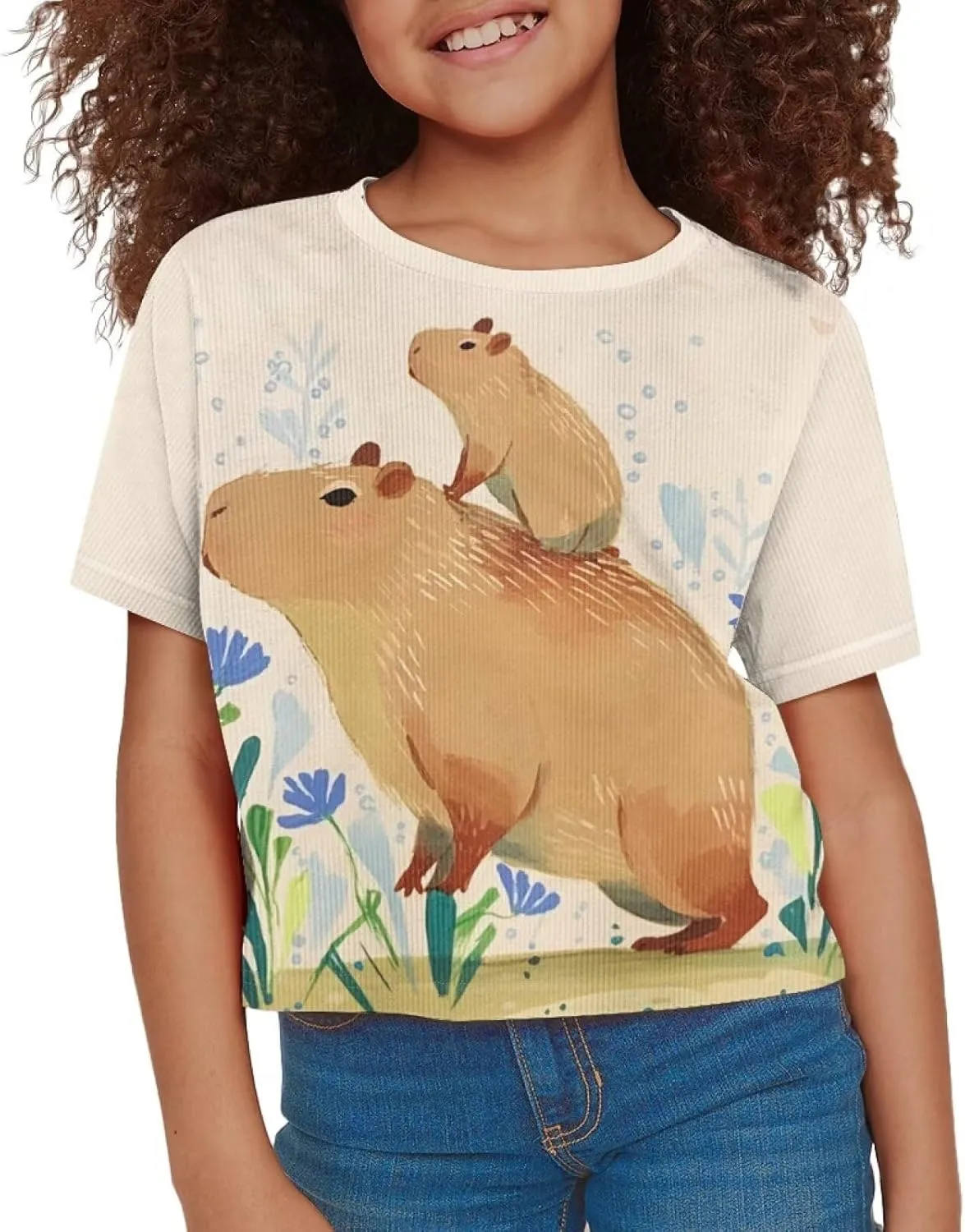 Girls Fashion Crewneck Tee Shirts Casual Short Sleeve Crop Top Summer Outfits 5-14 Years Old