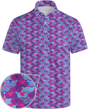 Golf Polo Shirts for Men Funny Print Short Sleeve Golf Shirts Performance Golf Polos