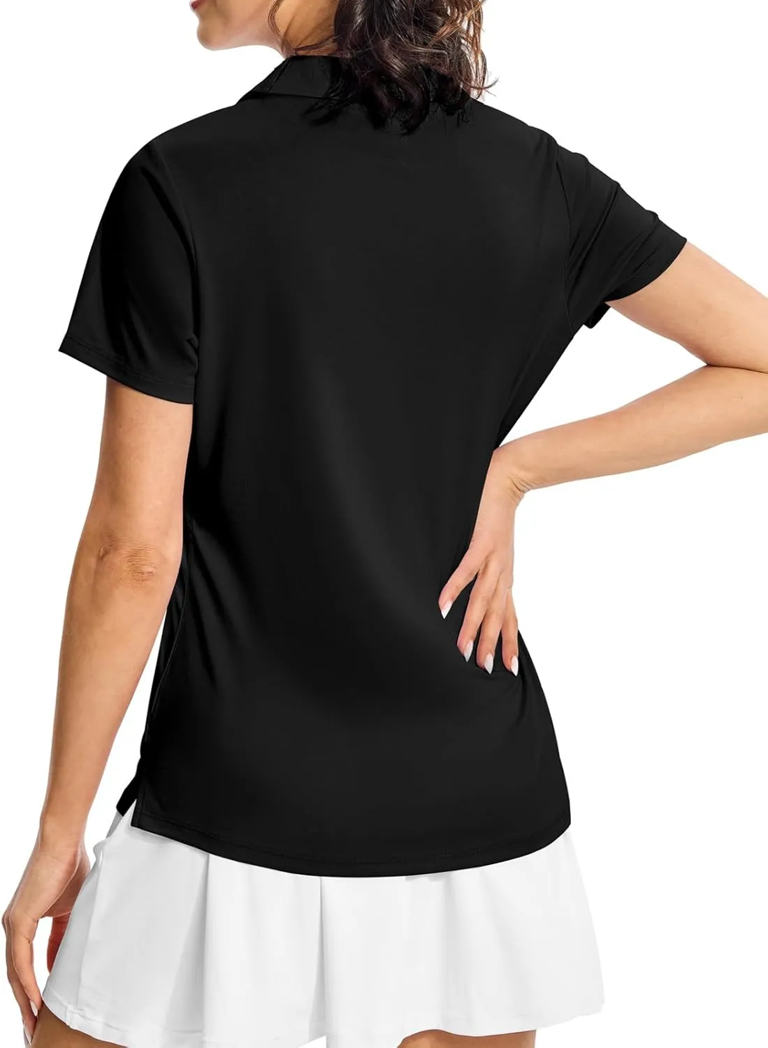Gopune Women's Short Sleeve Golf Shirts V Neck Collared Tennis Tops Quick Dry UV Protection